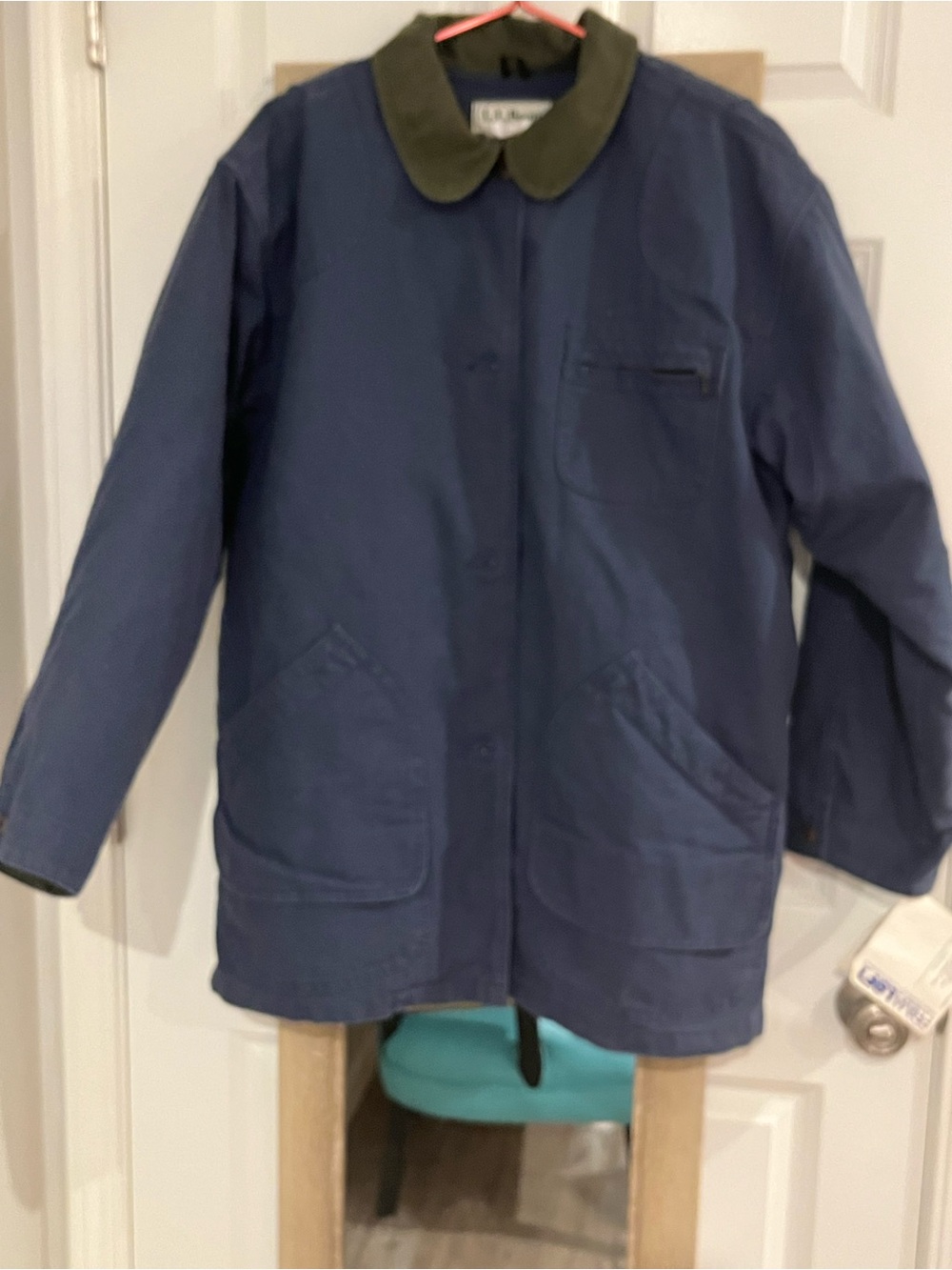 L.L. Bean Navy Utility Jacket with Olive Collar